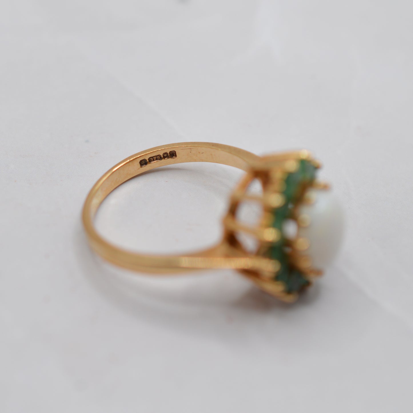 Chunky 1970s Vintage 9ct Gold Opal & Emerald Cluster Ring
