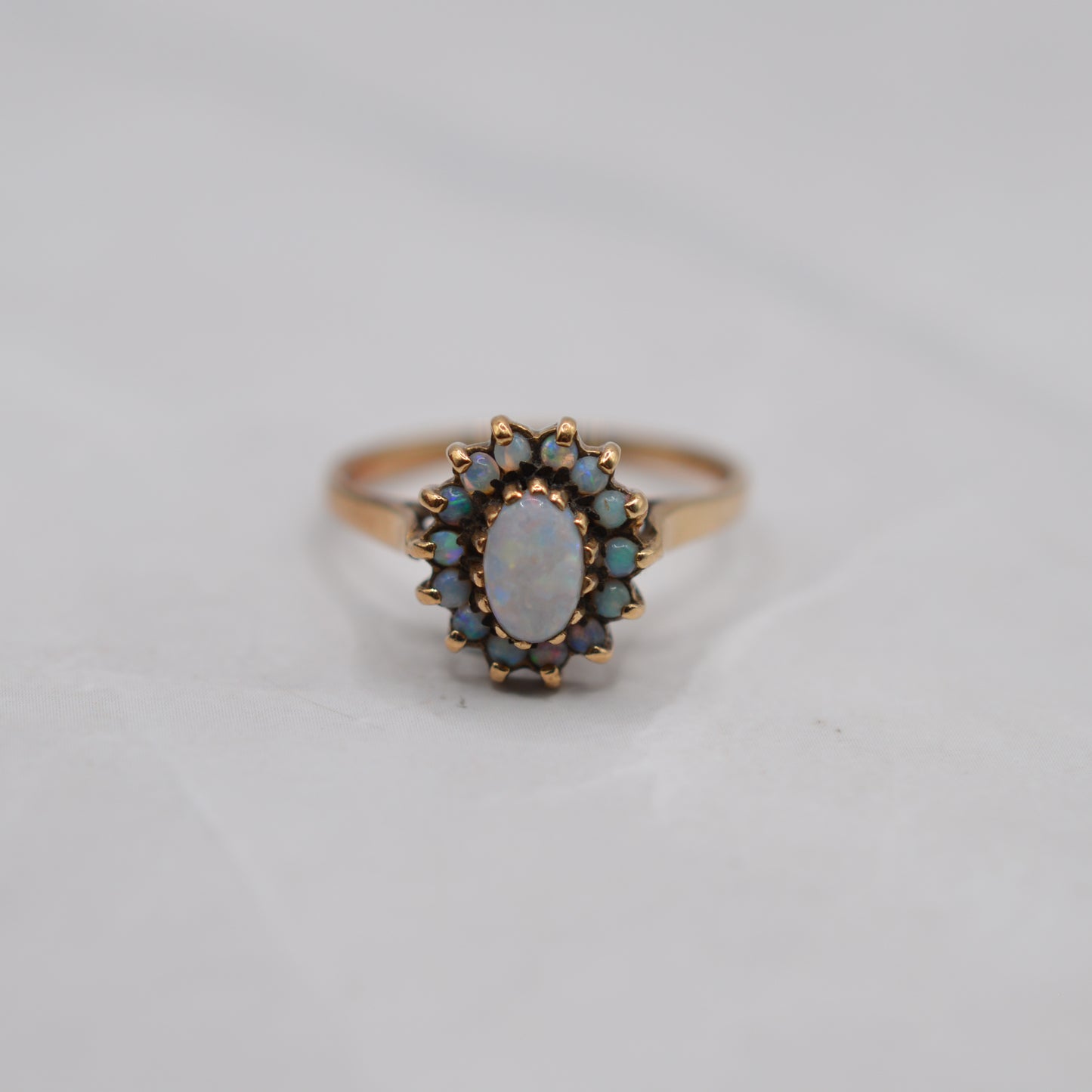 1980s 9ct Gold Opal Cluster Ring