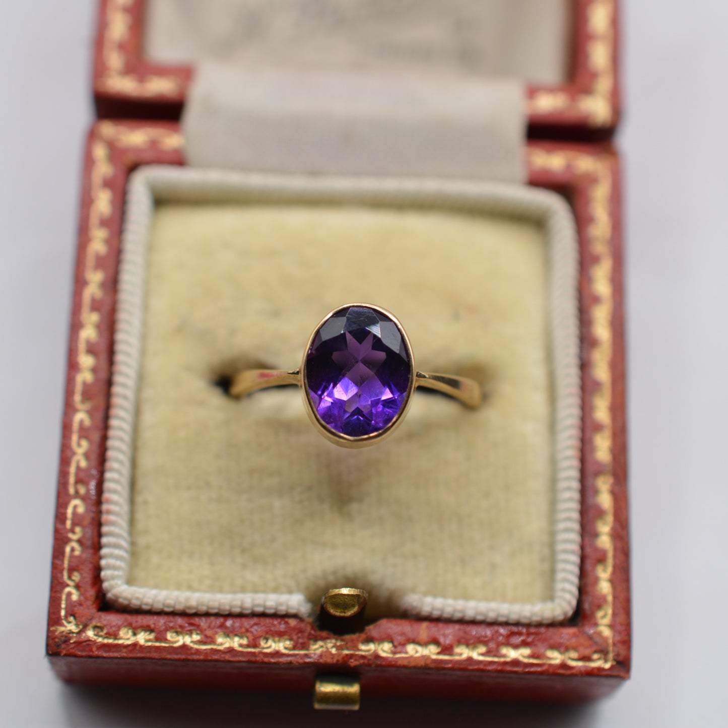 1990s 9ct Gold Amethyst Bezel-Set Ring