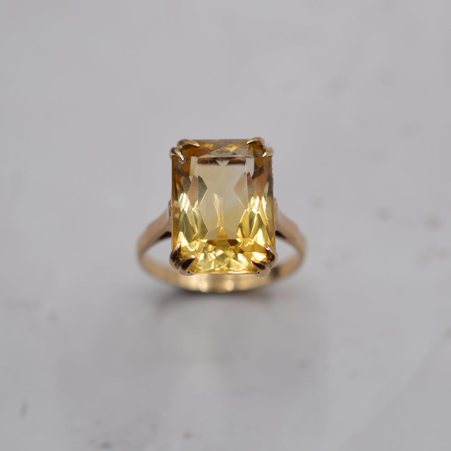 1970s Large Chunky Vintage 9ct Gold Citrine Cocktail Ring