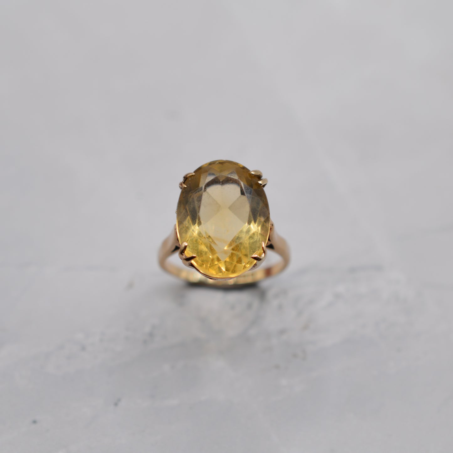 1960s Chunky Vintage 9ct Gold 7ct Citrine Cocktail Ring