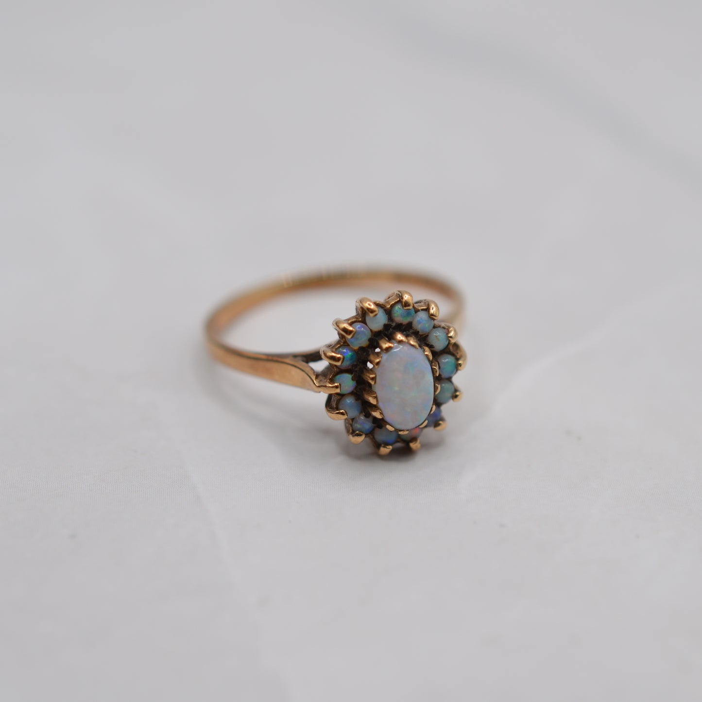 1980s 9ct Gold Opal Cluster Ring