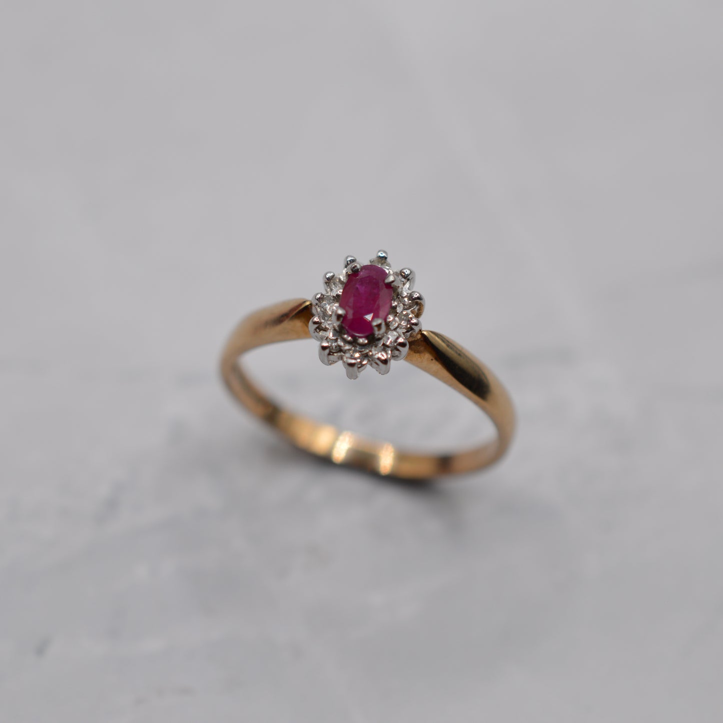 9ct Gold Ruby & Diamond Cluster Ring