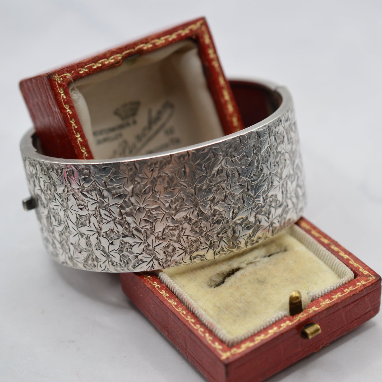Antique Victorian Silver Ivy Foliate Bangle