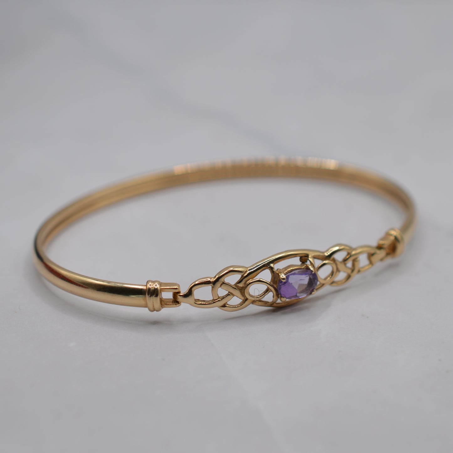 9ct Gold Amethyst Celtic Braid Bangle