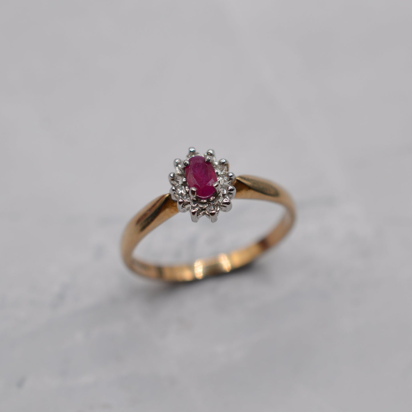 9ct Gold Ruby & Diamond Cluster Ring