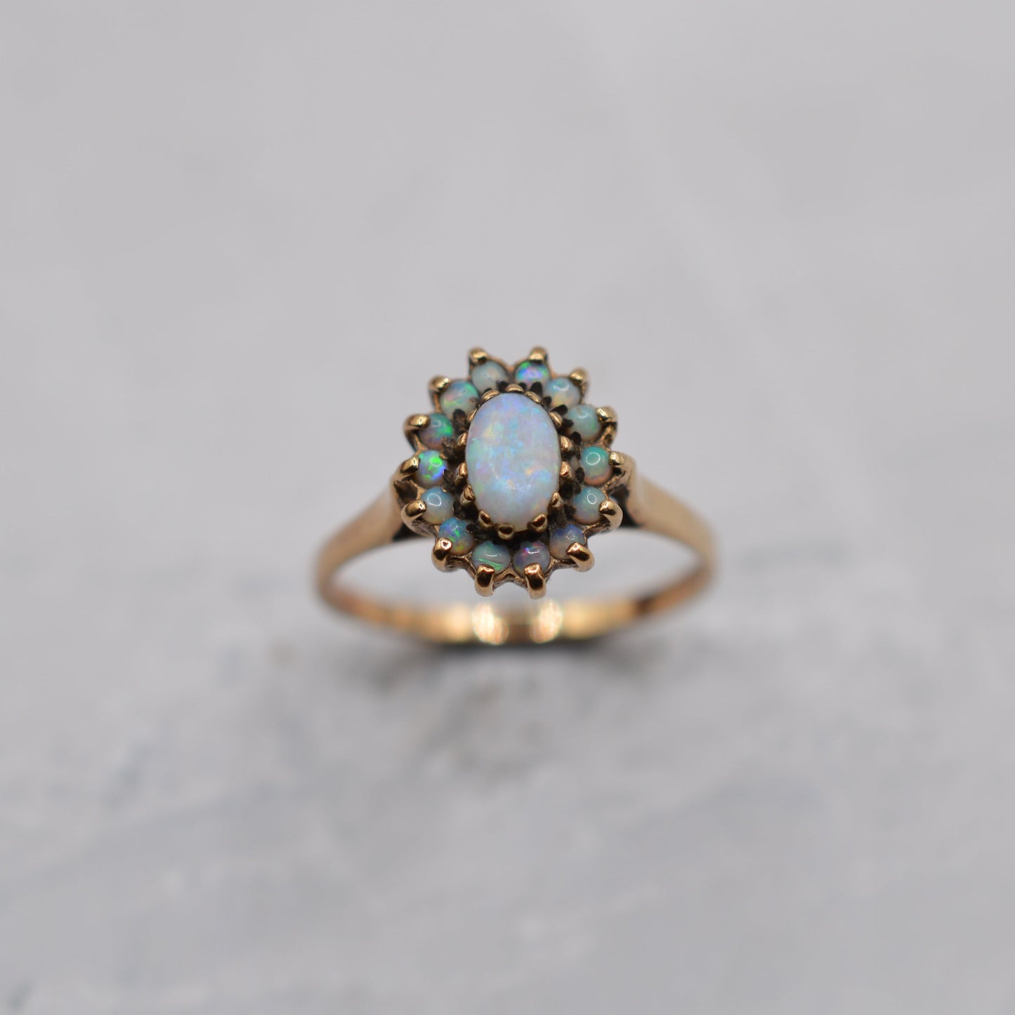 1980s 9ct Gold Opal Cluster Ring