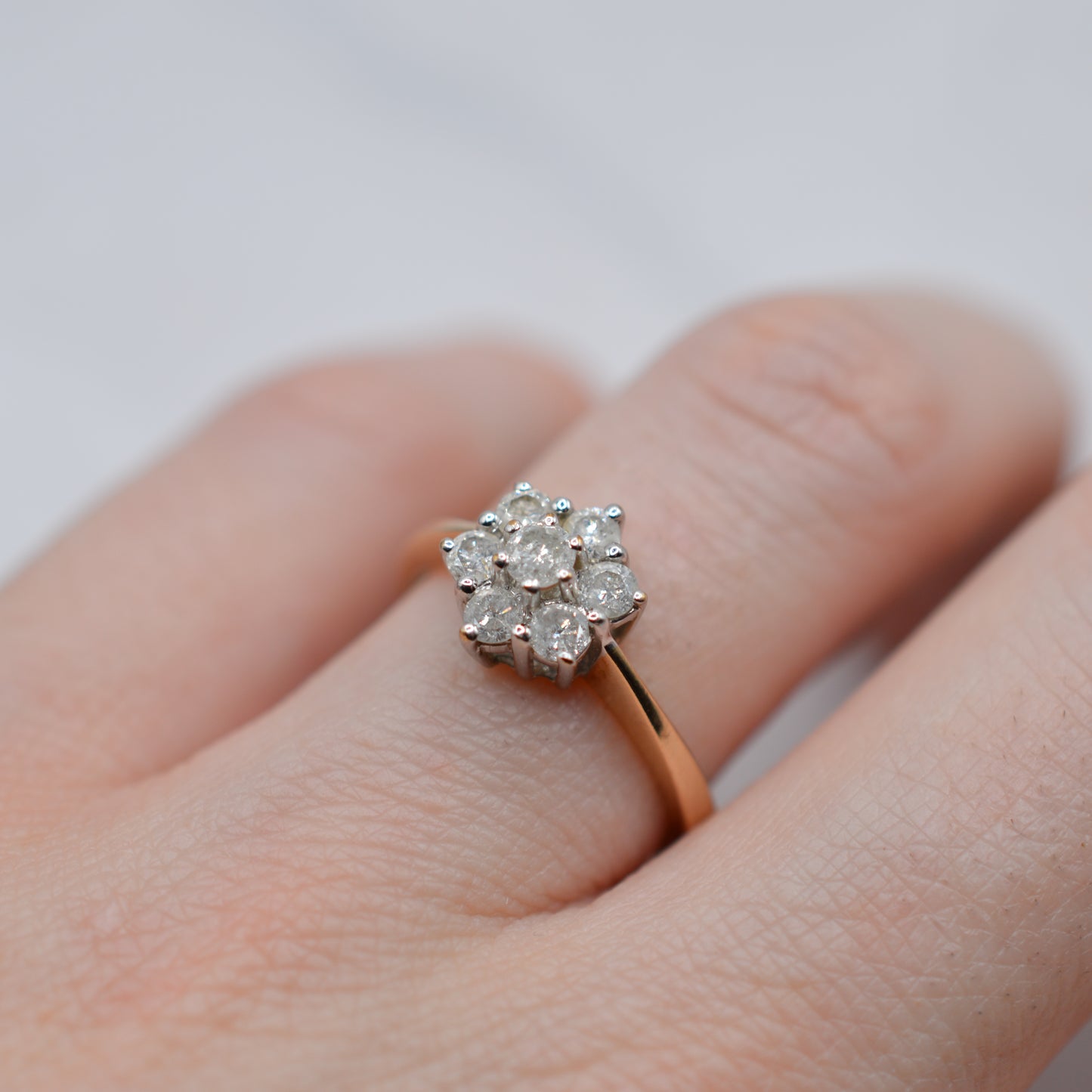 9ct Gold 0.50ct Diamond Floral Cluster Ring