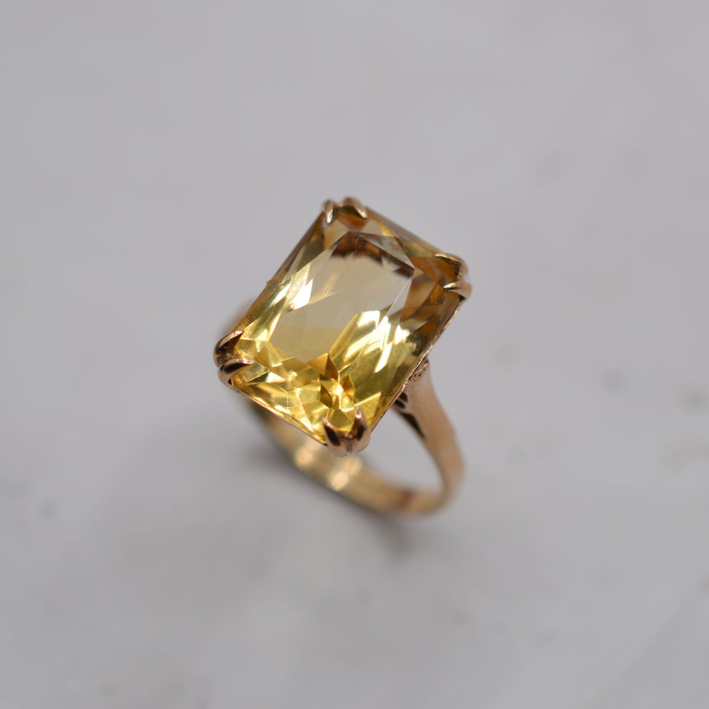 1970s Large Chunky Vintage 9ct Gold Citrine Cocktail Ring