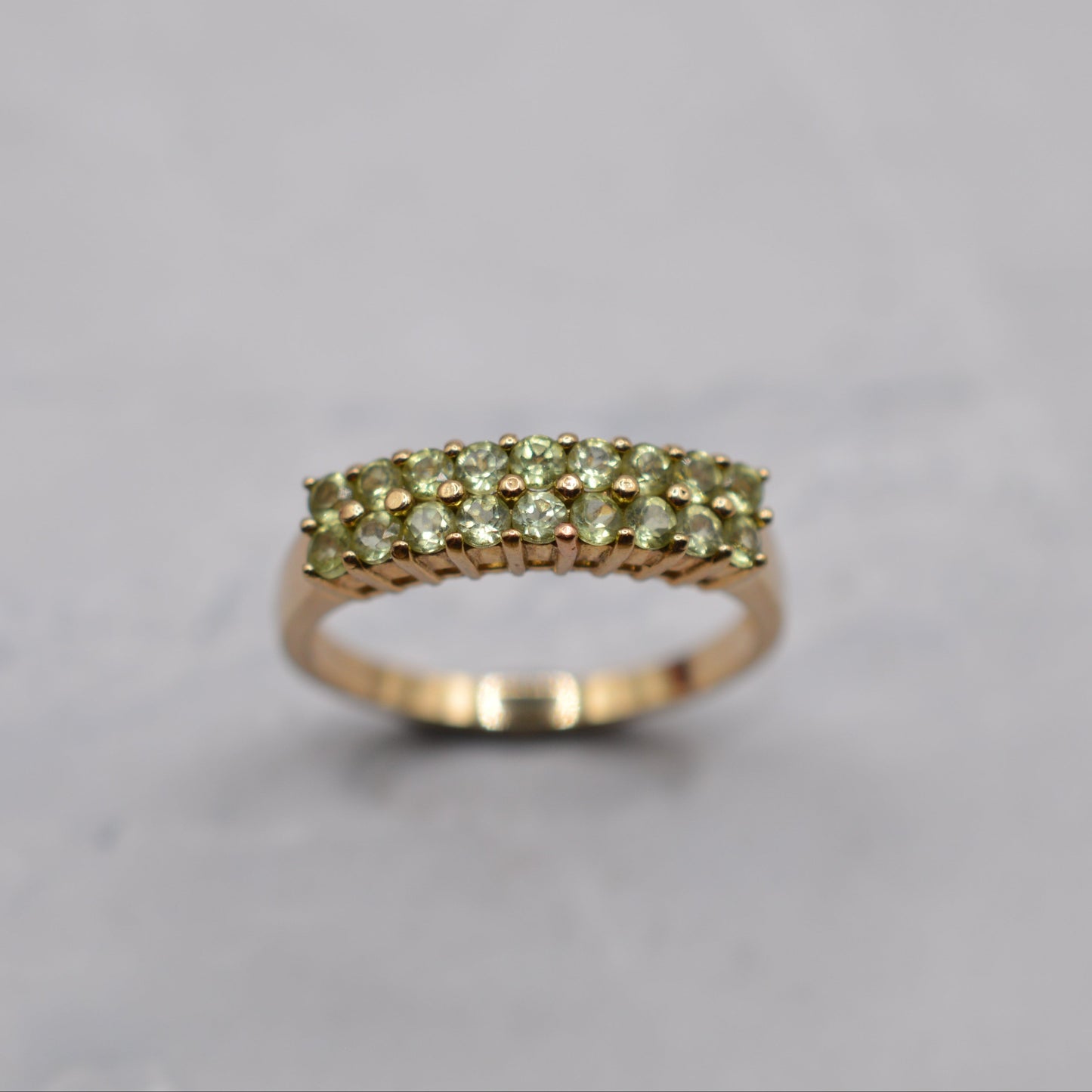 9ct Gold Green Amethyst (Prasiolite) Double-Row Ring
