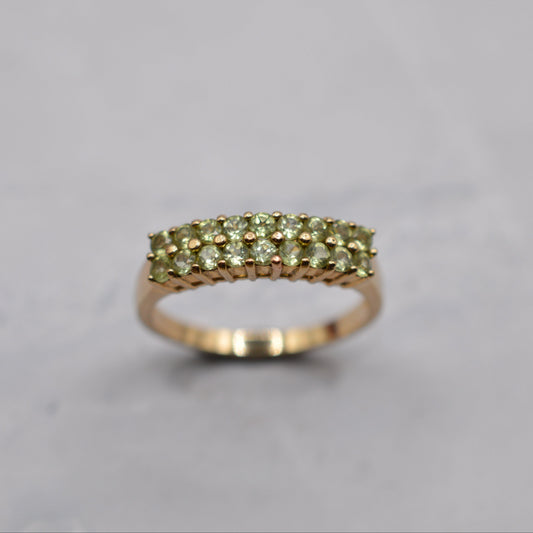 9ct Gold Green Amethyst (Prasiolite) Double-Row Ring