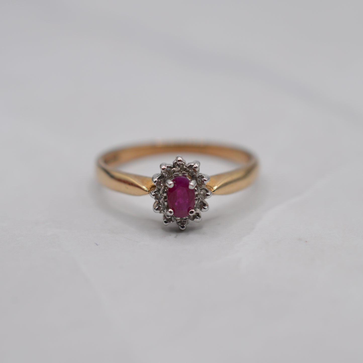 9ct Gold Ruby & Diamond Cluster Ring