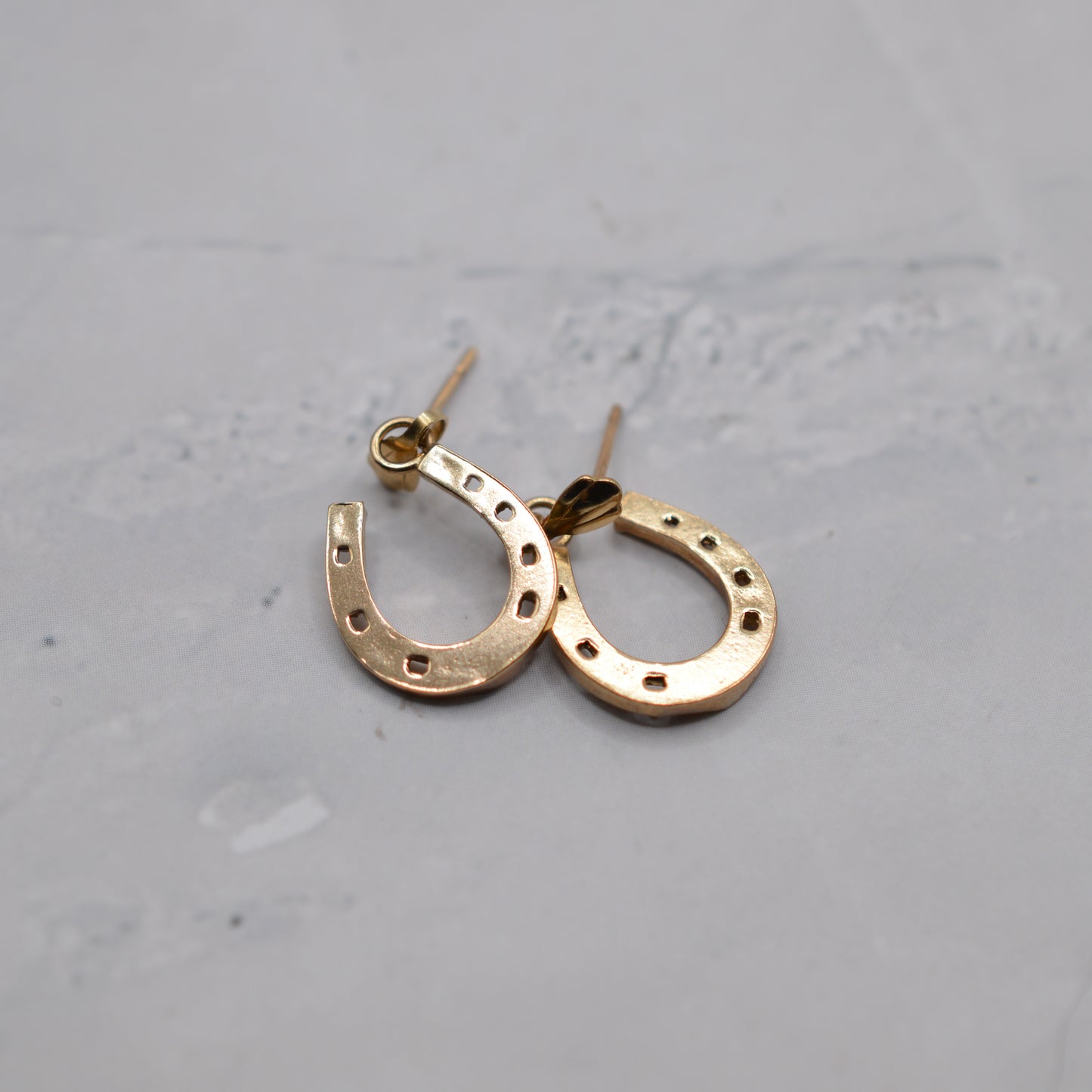 1990s 9ct Gold Horseshoe Drop Earrings