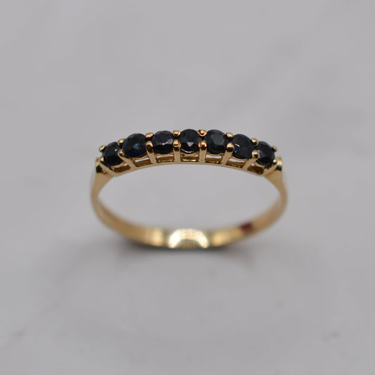 1990s 9ct Gold Sapphire Seven-Stone Half-Eternity Ring