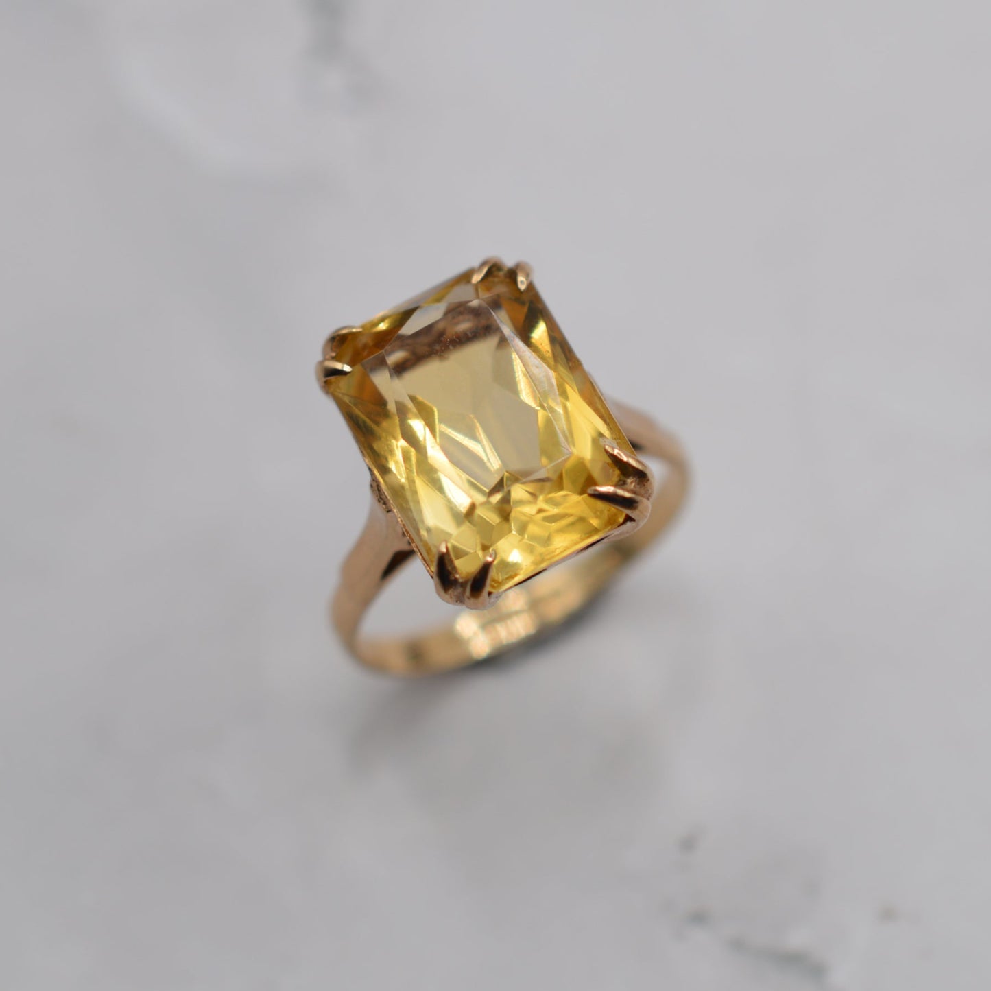 1970s Large Chunky Vintage 9ct Gold Citrine Cocktail Ring