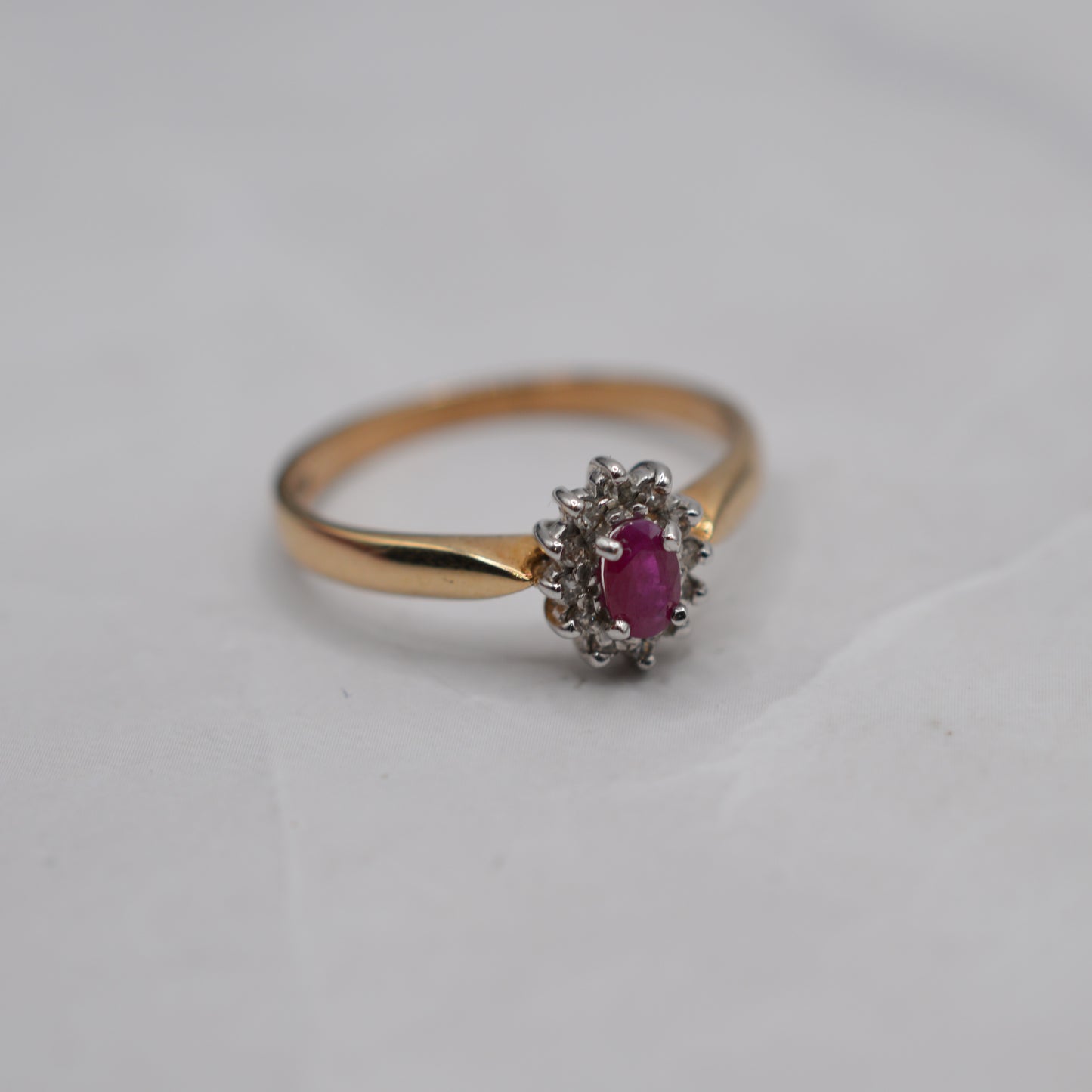 9ct Gold Ruby & Diamond Cluster Ring