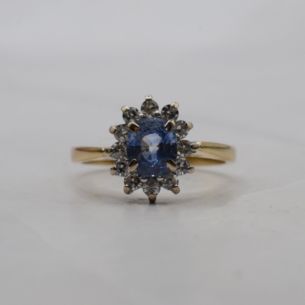 1990s 18ct Gold Sapphire & Diamond Cluster Ring