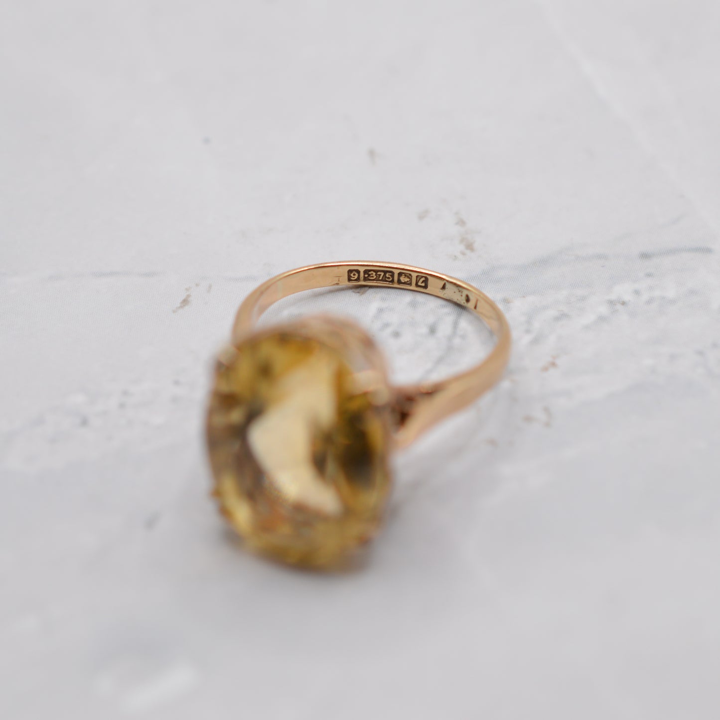 1960s Chunky Vintage 9ct Gold 7ct Citrine Cocktail Ring