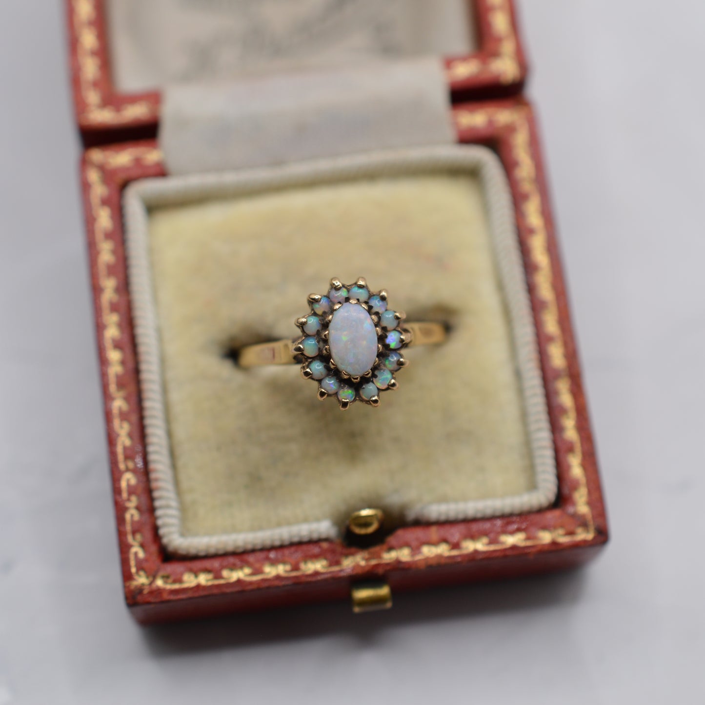1980s 9ct Gold Opal Cluster Ring