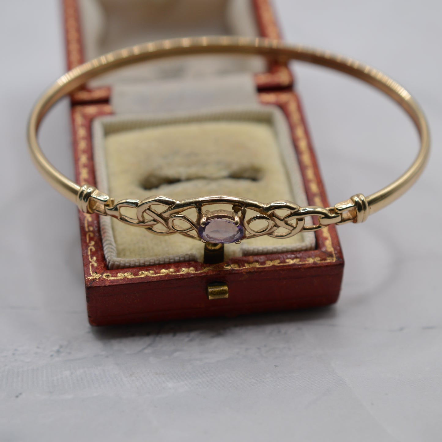 9ct Gold Amethyst Celtic Braid Bangle