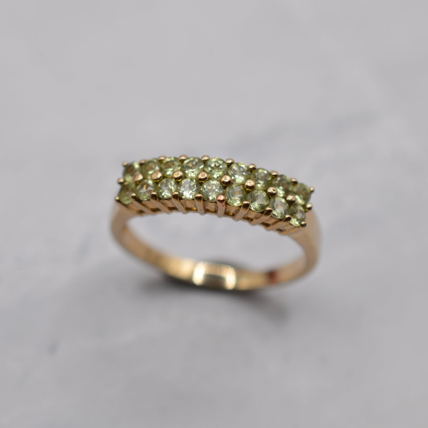 9ct Gold Green Amethyst (Prasiolite) Double-Row Ring