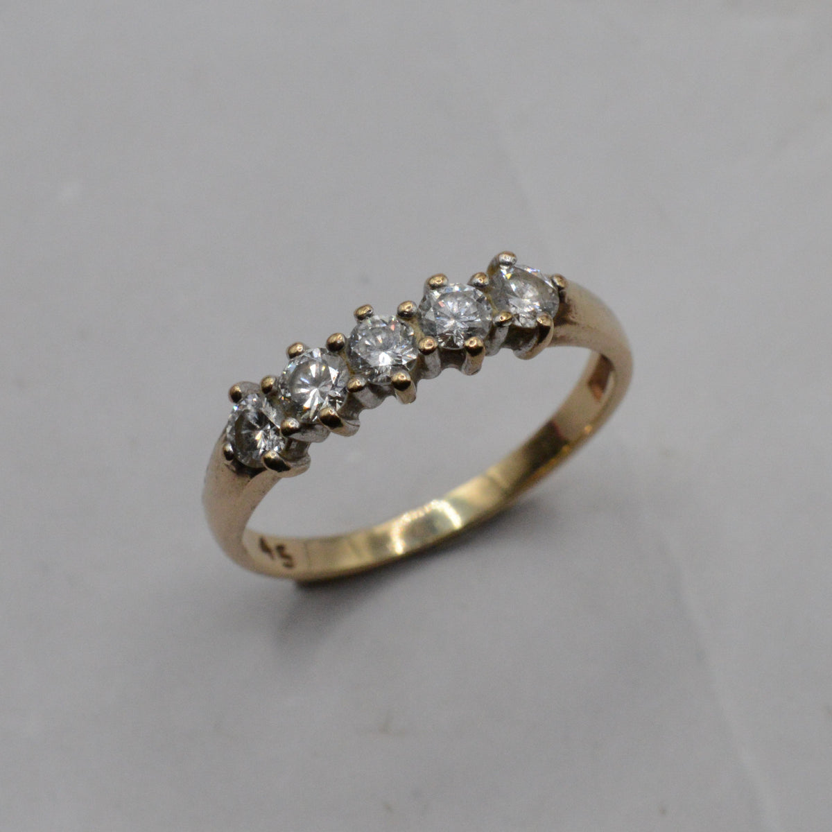 1970s Vintage 9ct Gold 0.45ct Diamond Five-Stone Ring