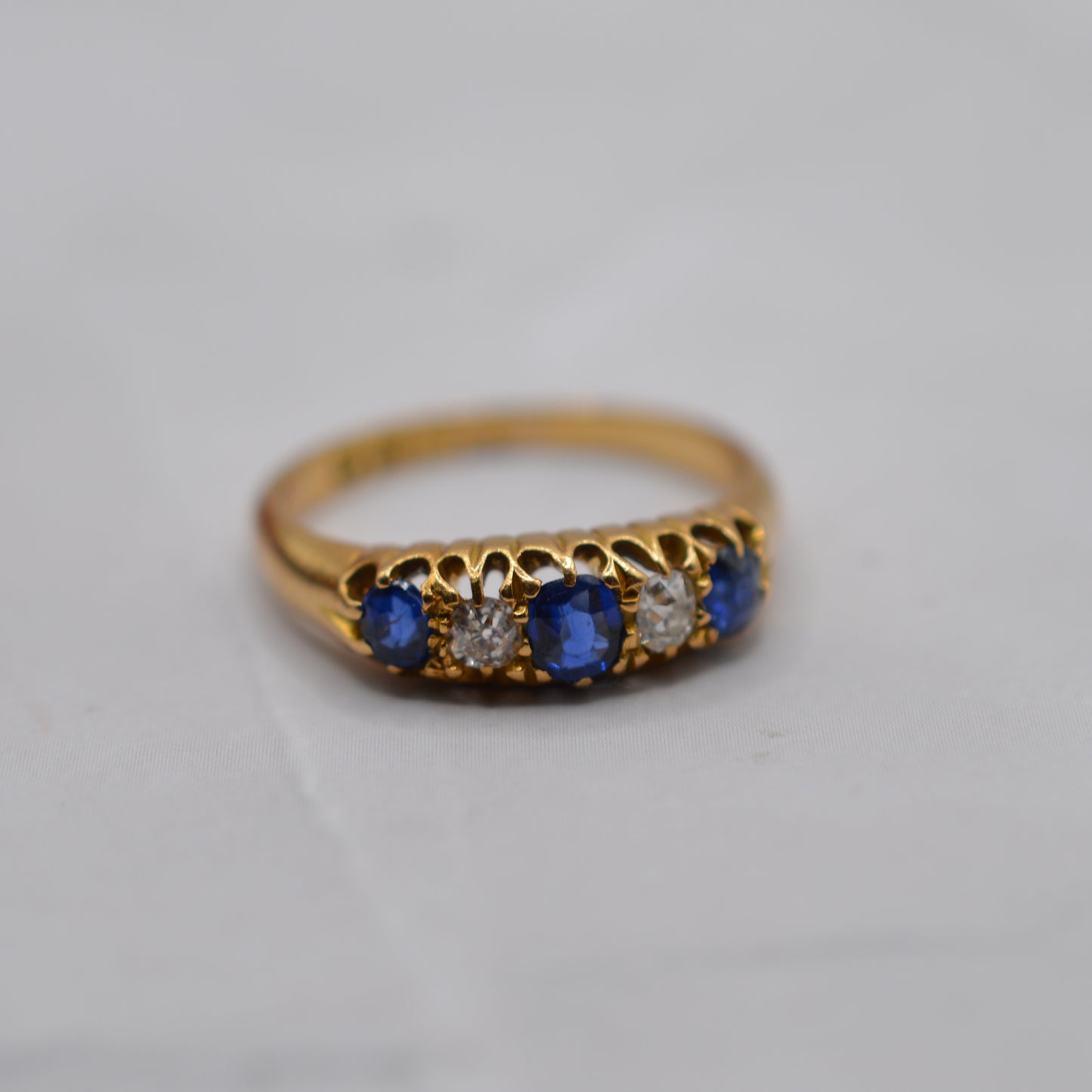 Antique 18ct Gold Sapphire & Diamond Five-Stone Ring