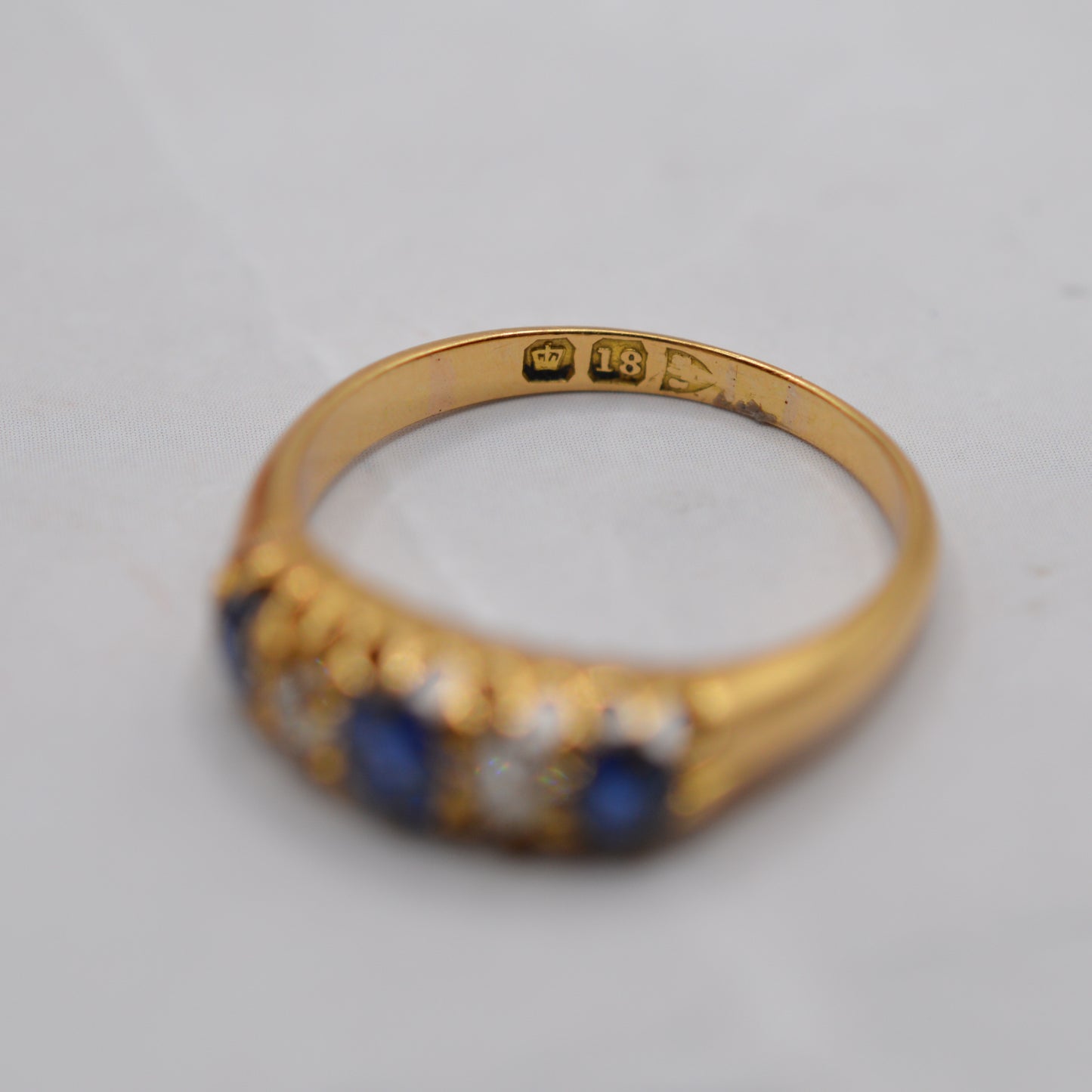 Antique 18ct Gold Sapphire & Diamond Five-Stone Ring
