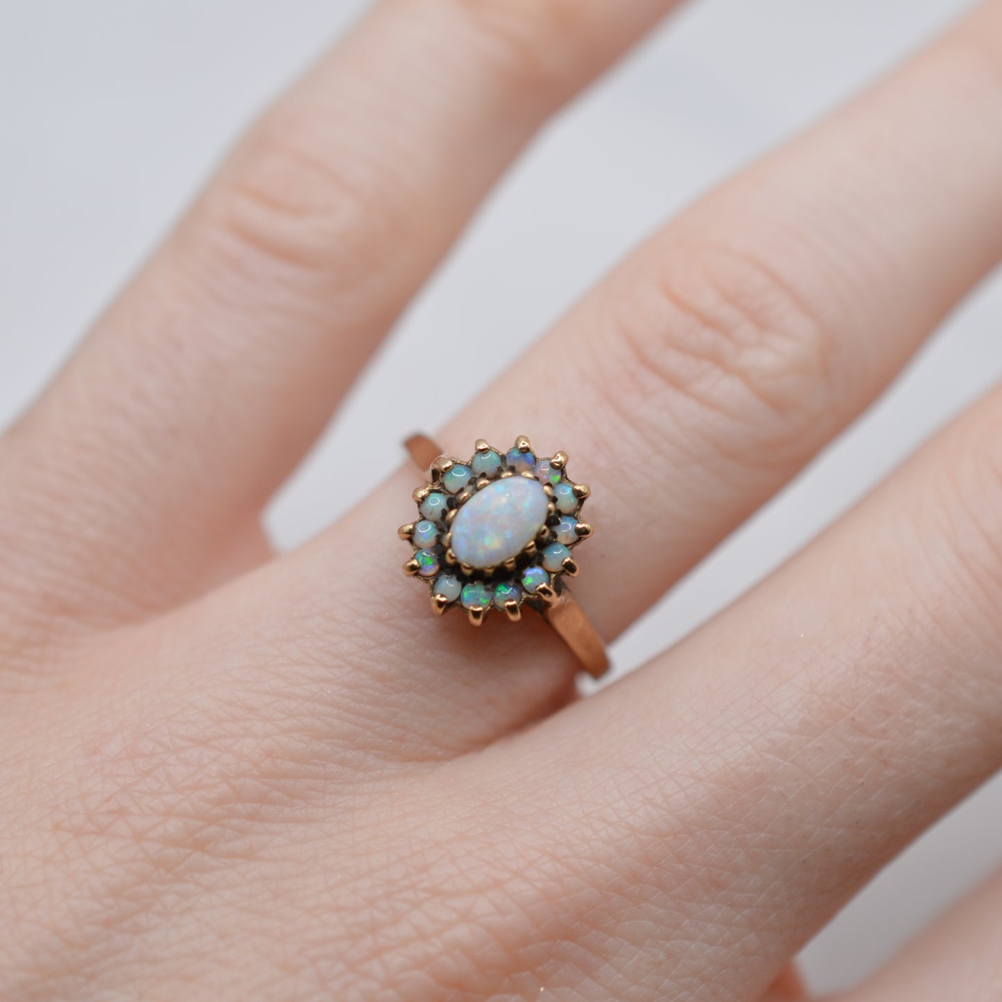 1980s 9ct Gold Opal Cluster Ring