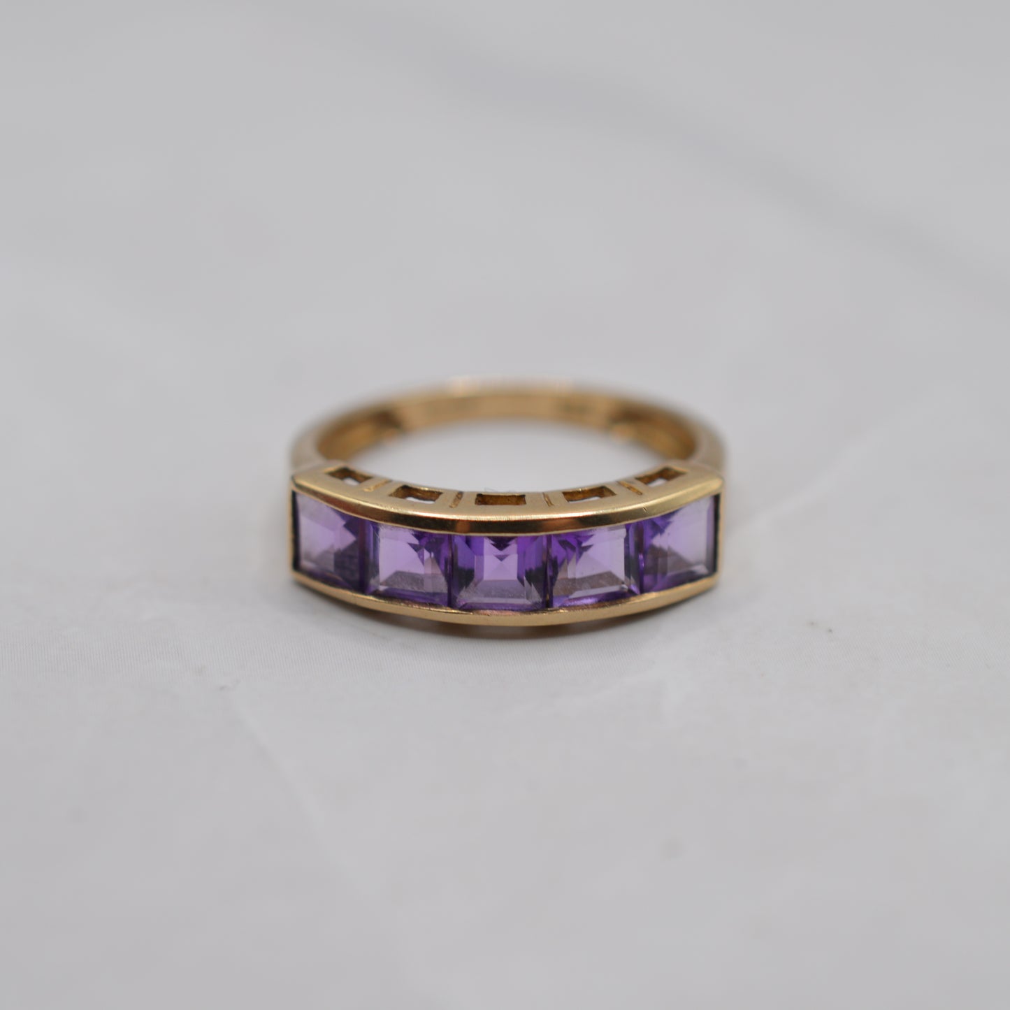9ct Gold Amethyst Five-Stone Ring