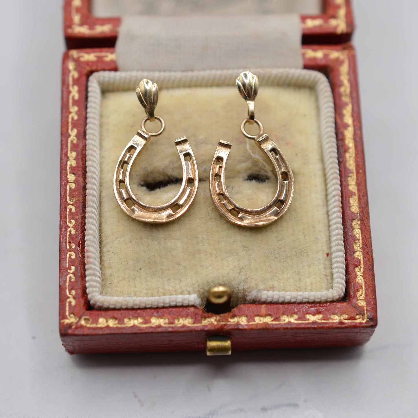 1990s 9ct Gold Horseshoe Drop Earrings