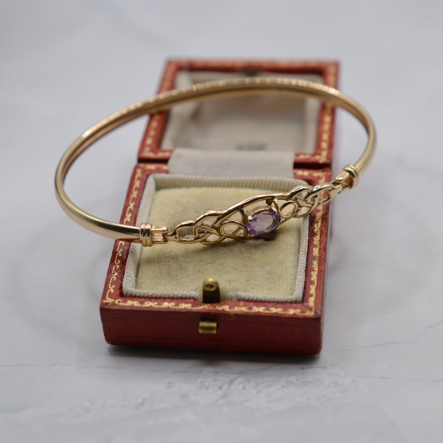 9ct Gold Amethyst Celtic Braid Bangle
