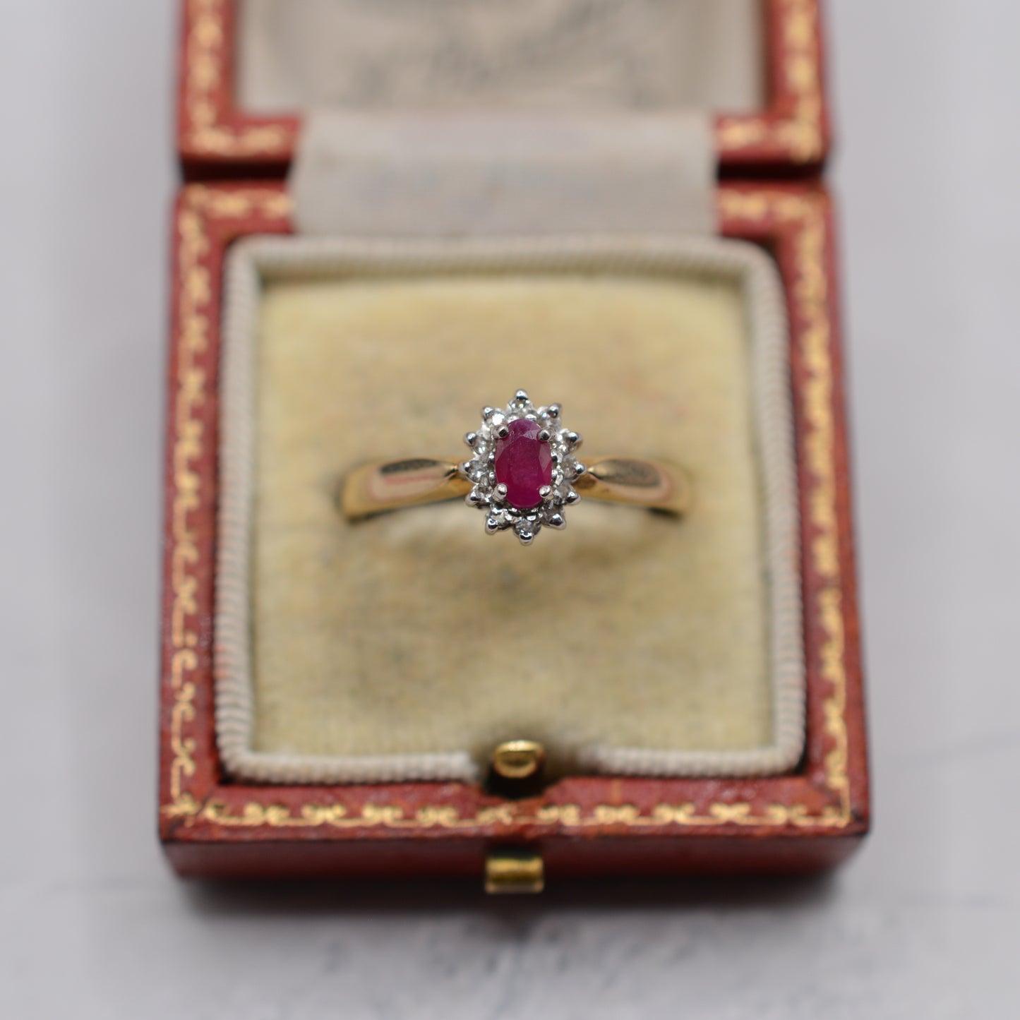 9ct Gold Ruby & Diamond Cluster Ring