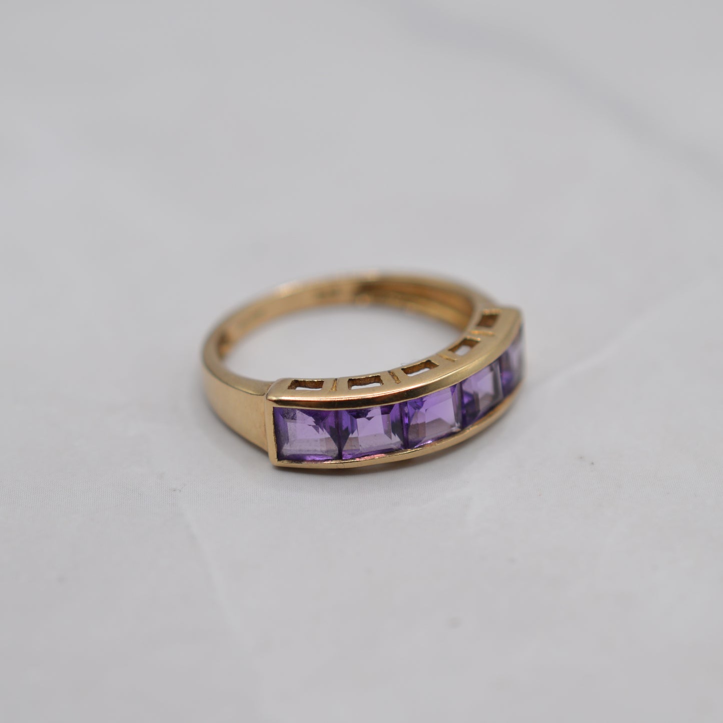9ct Gold Amethyst Five-Stone Ring