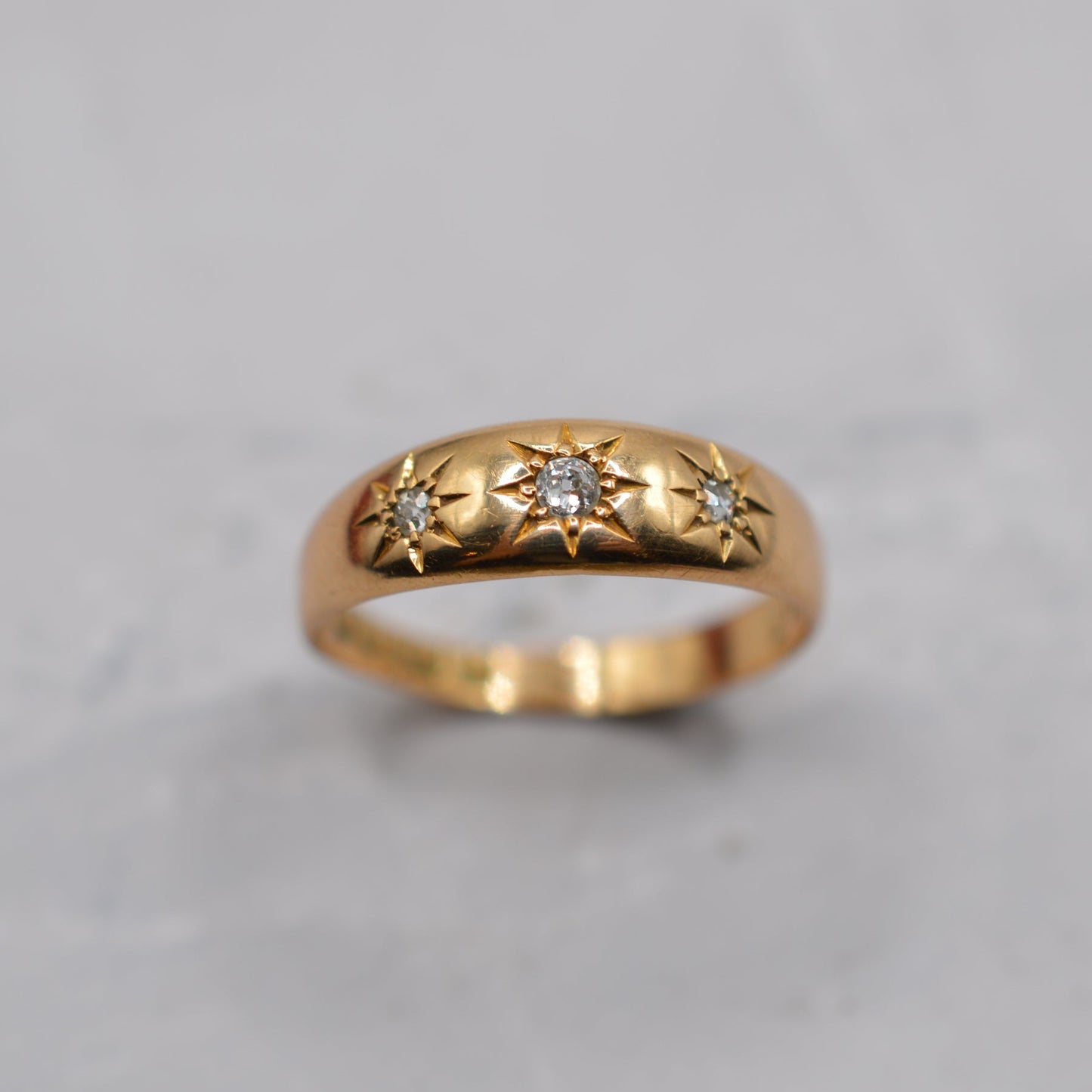 Antique 1902 18ct Gold Edwardian Diamond Gypsy Ring