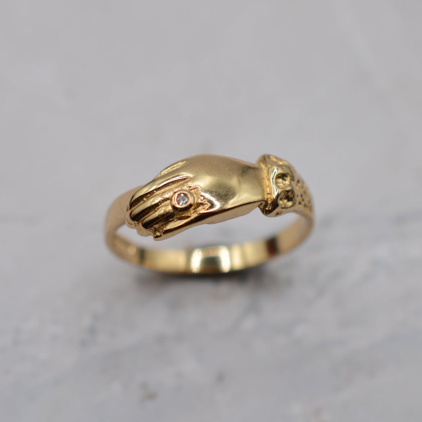1980s 9ct Gold Diamond Hand Ring