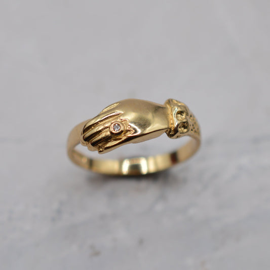 1980s 9ct Gold Diamond Hand Ring