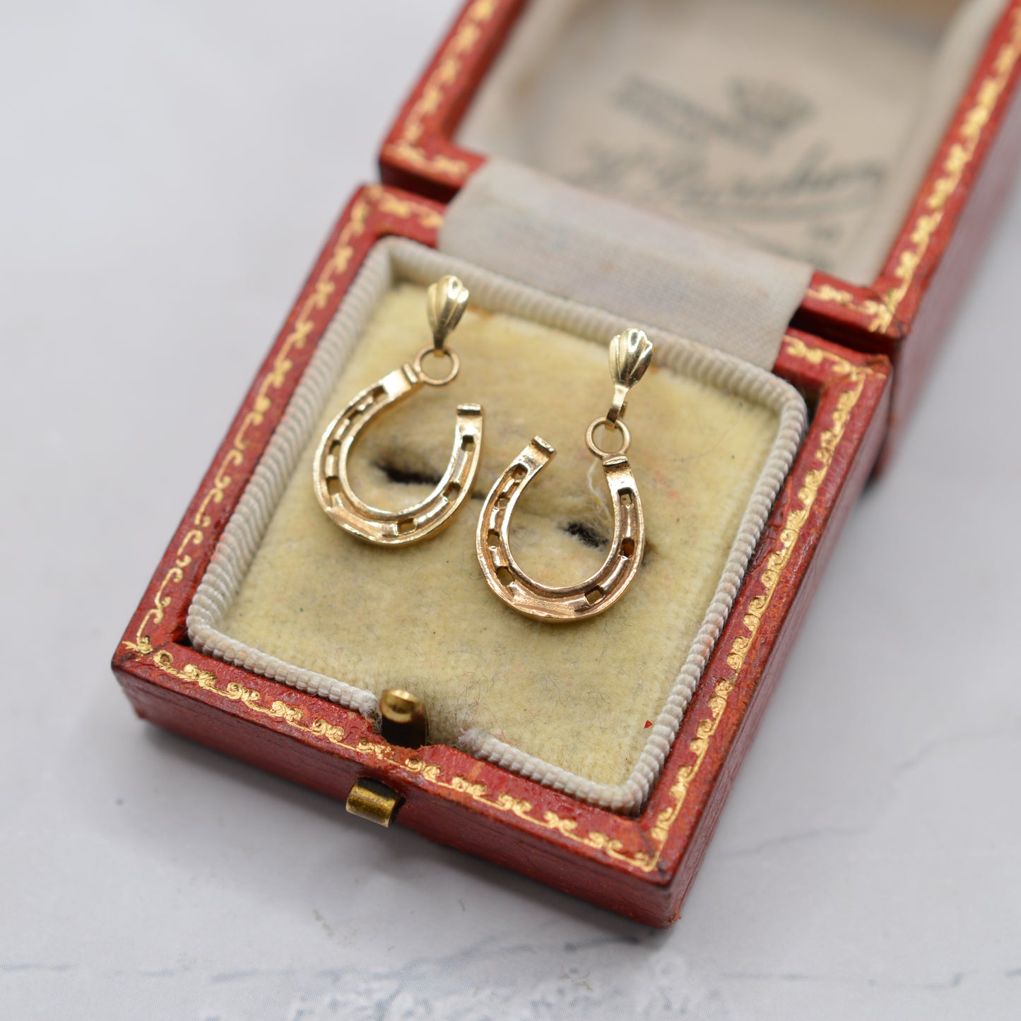 1990s 9ct Gold Horseshoe Drop Earrings