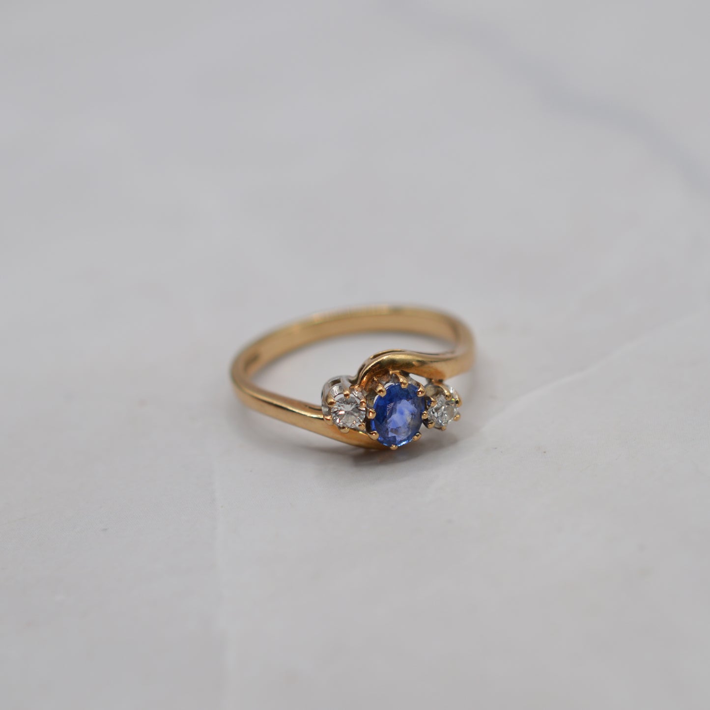 1990s 9ct Gold Sapphire & Diamond Trilogy Ring