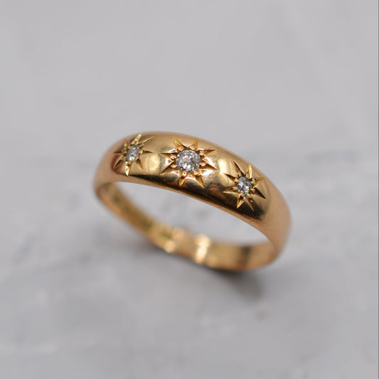 Antique 1902 18ct Gold Edwardian Diamond Gypsy Ring
