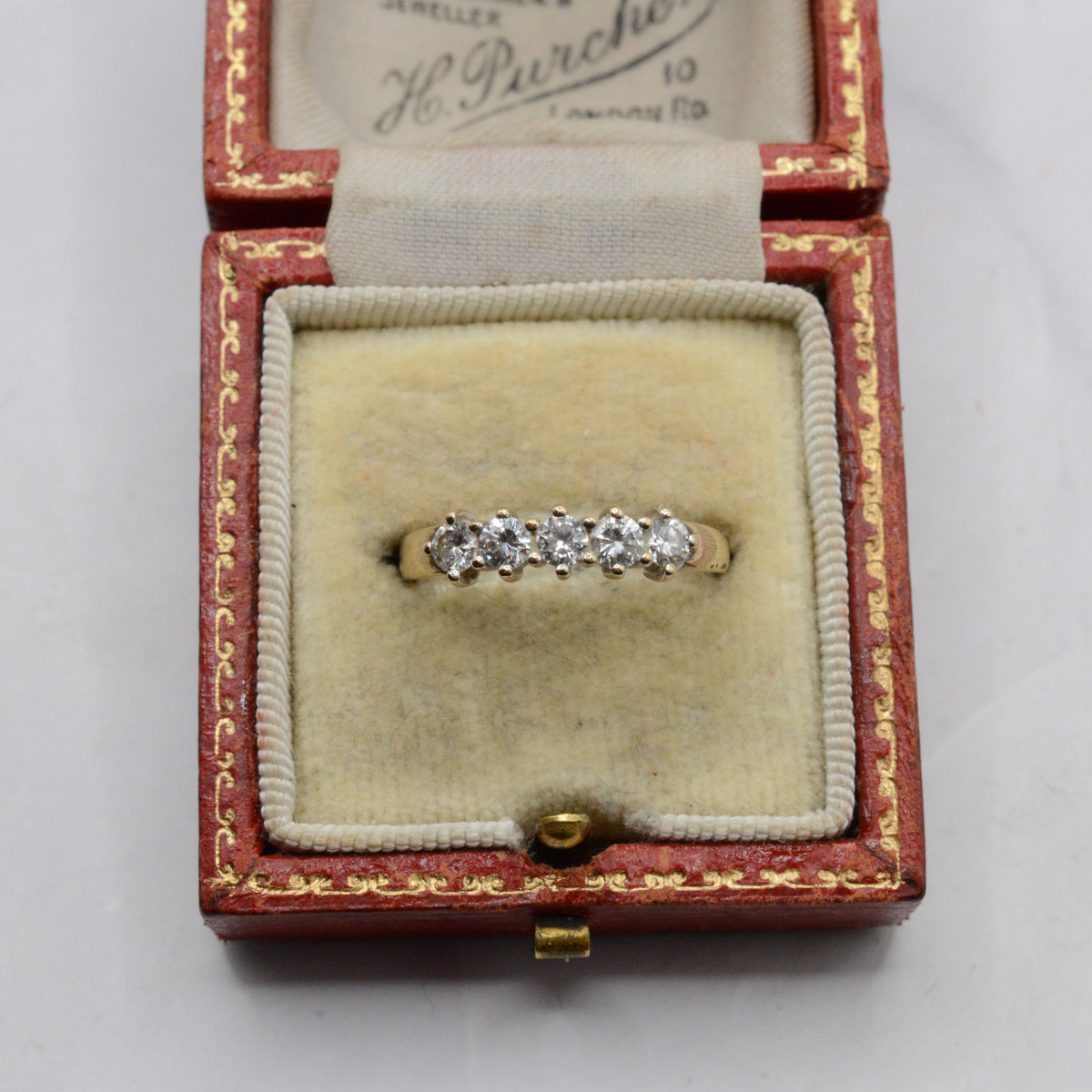 1970s Vintage 9ct Gold 0.45ct Diamond Five-Stone Ring