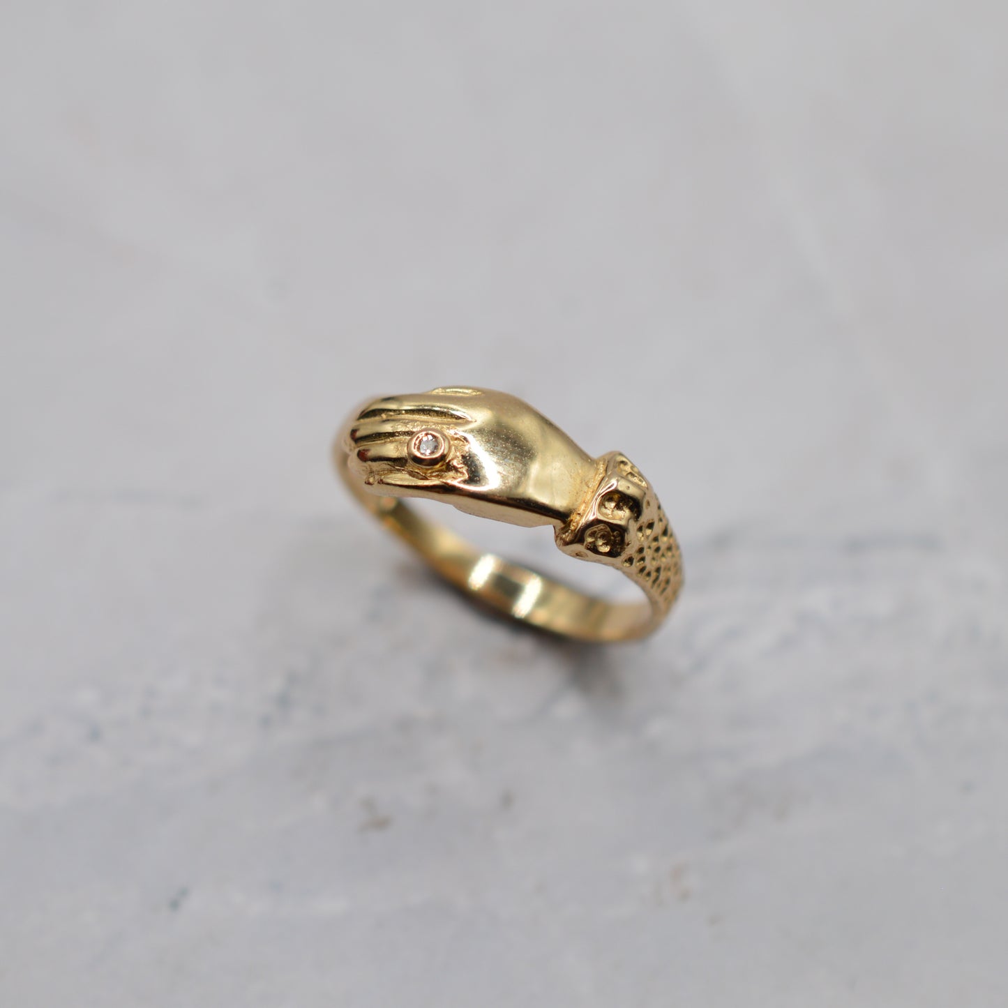 1980s 9ct Gold Diamond Hand Ring