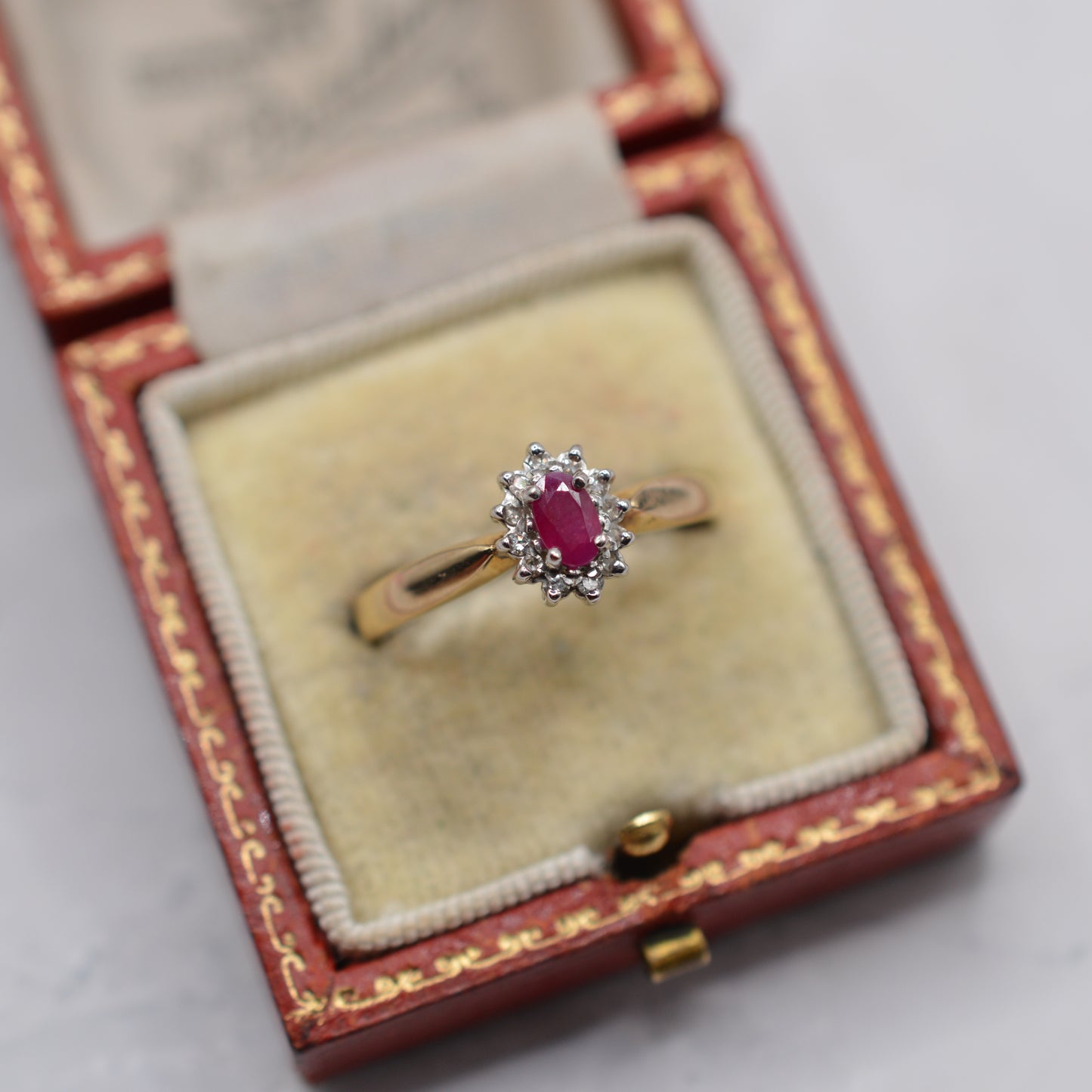 9ct Gold Ruby & Diamond Cluster Ring
