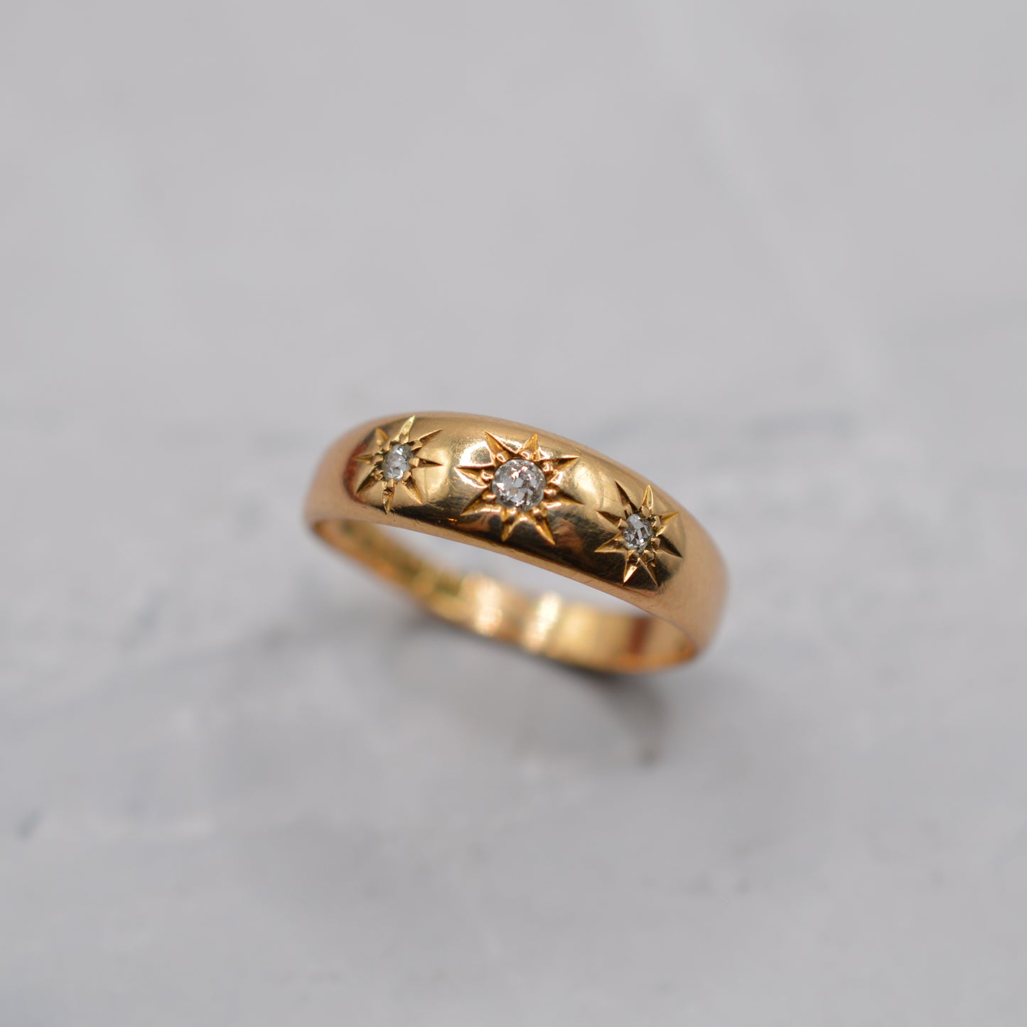 Antique 1902 18ct Gold Edwardian Diamond Gypsy Ring
