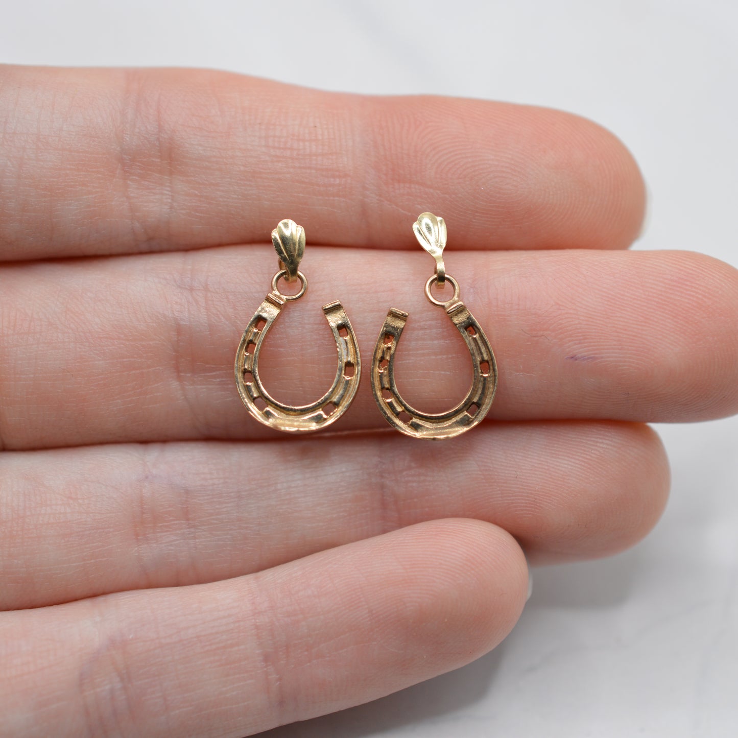 1990s 9ct Gold Horseshoe Drop Earrings