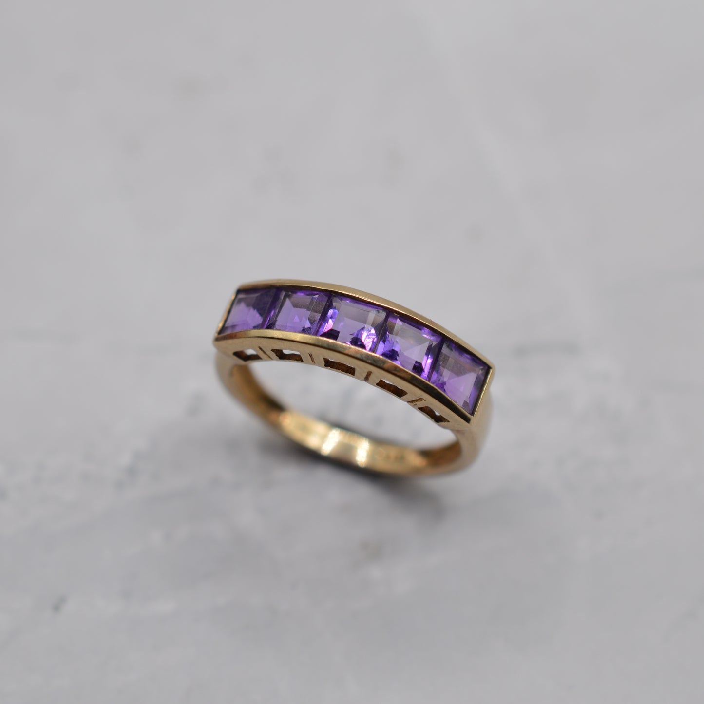 9ct Gold Amethyst Five-Stone Ring