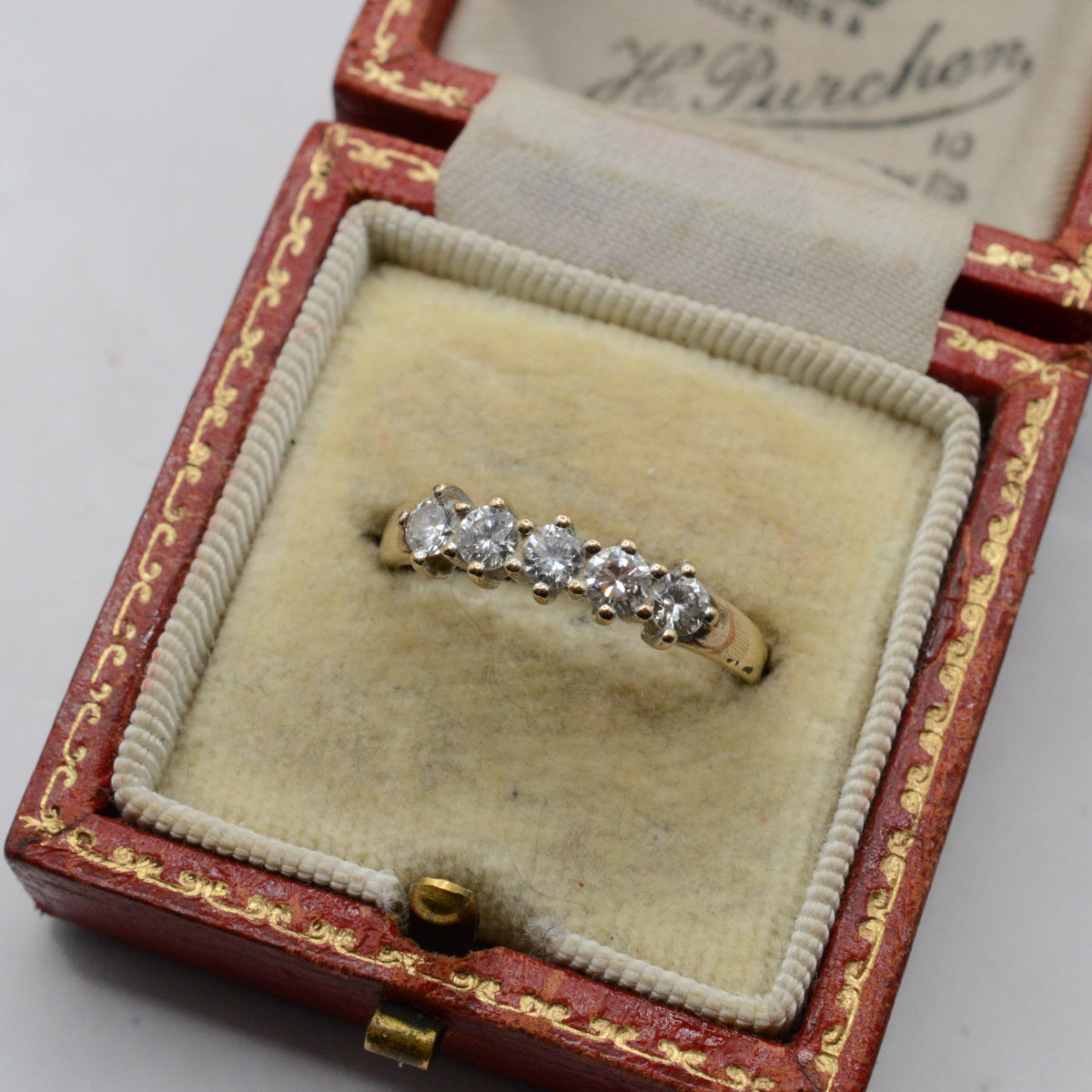 1970s Vintage 9ct Gold 0.45ct Diamond Five-Stone Ring