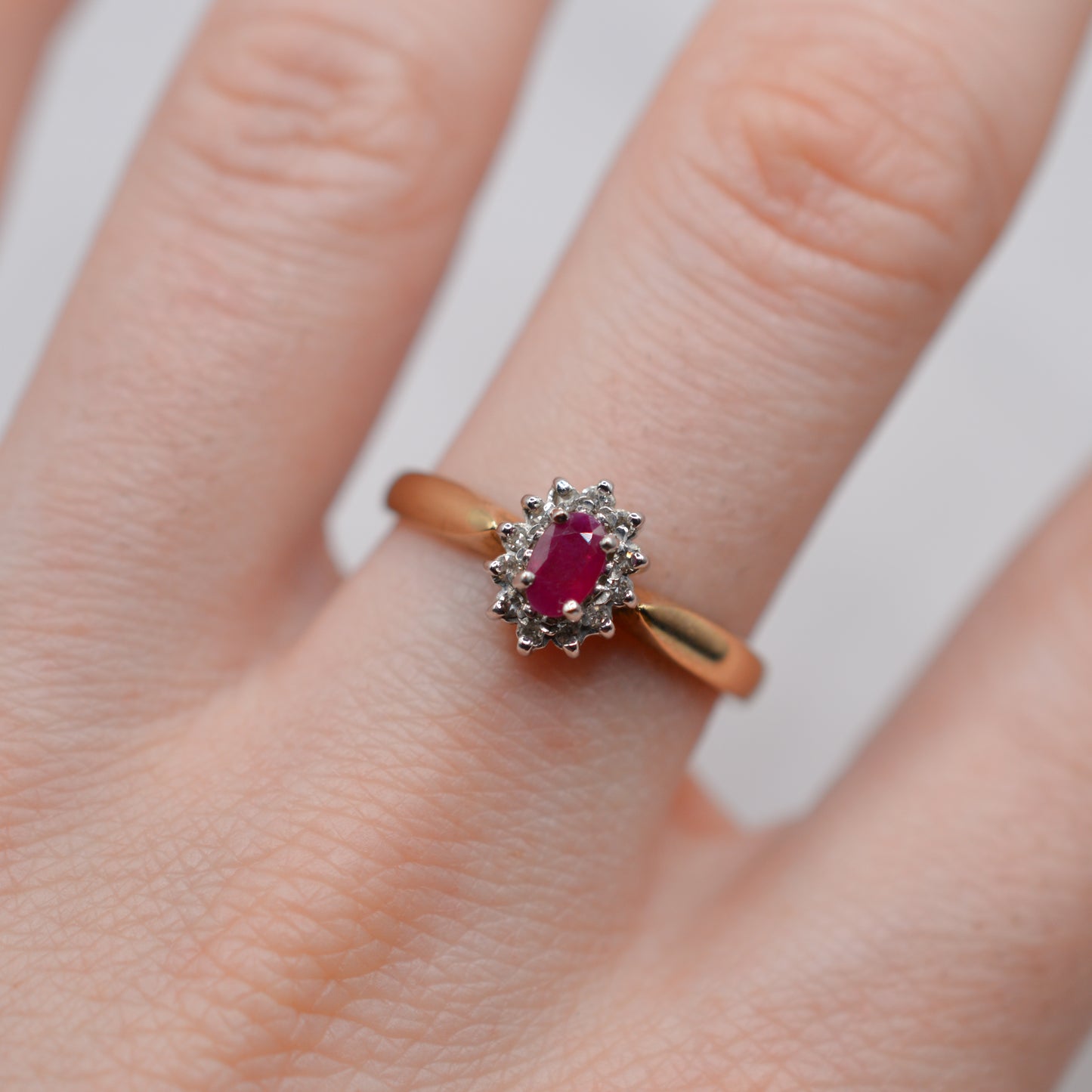 9ct Gold Ruby & Diamond Cluster Ring