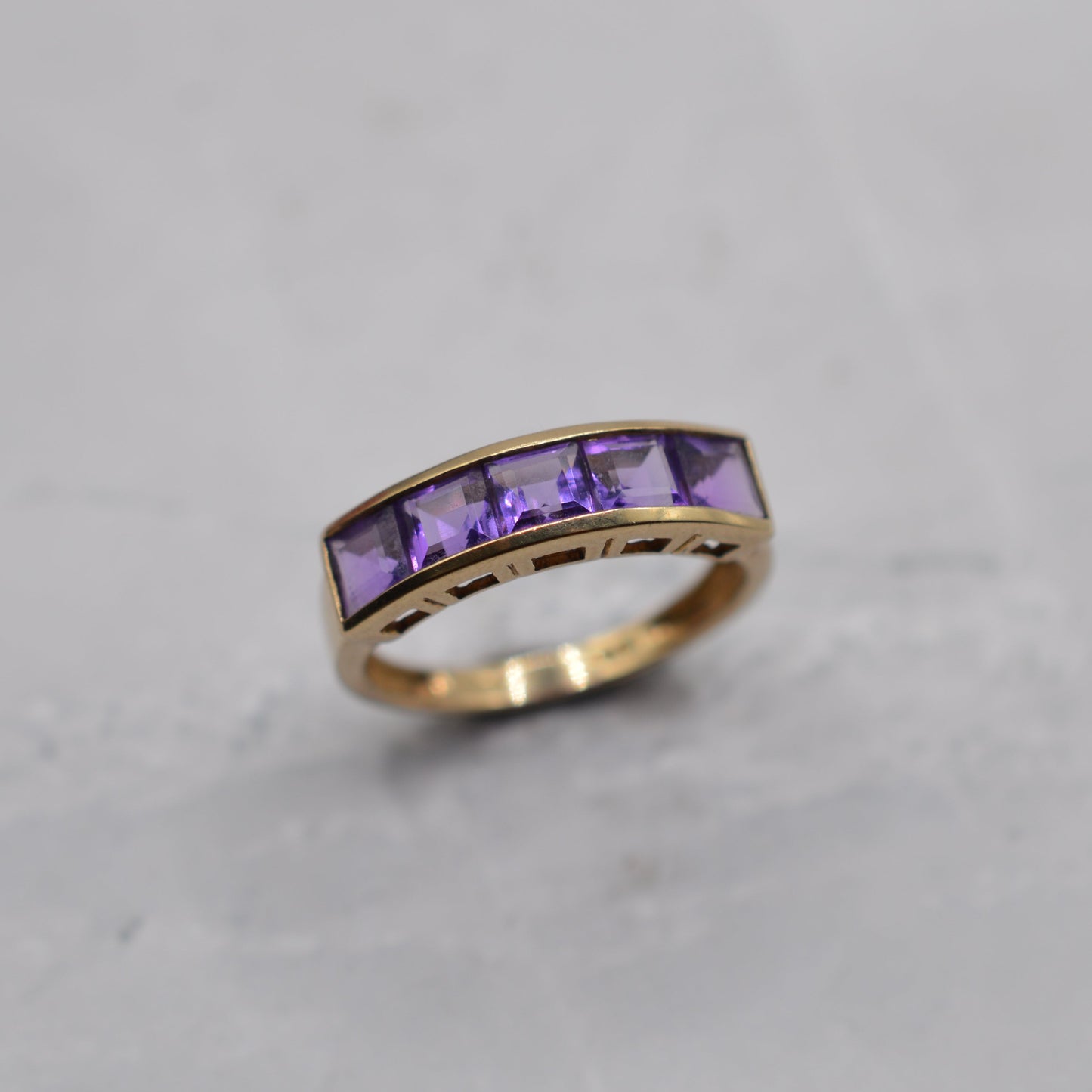 9ct Gold Amethyst Five-Stone Ring