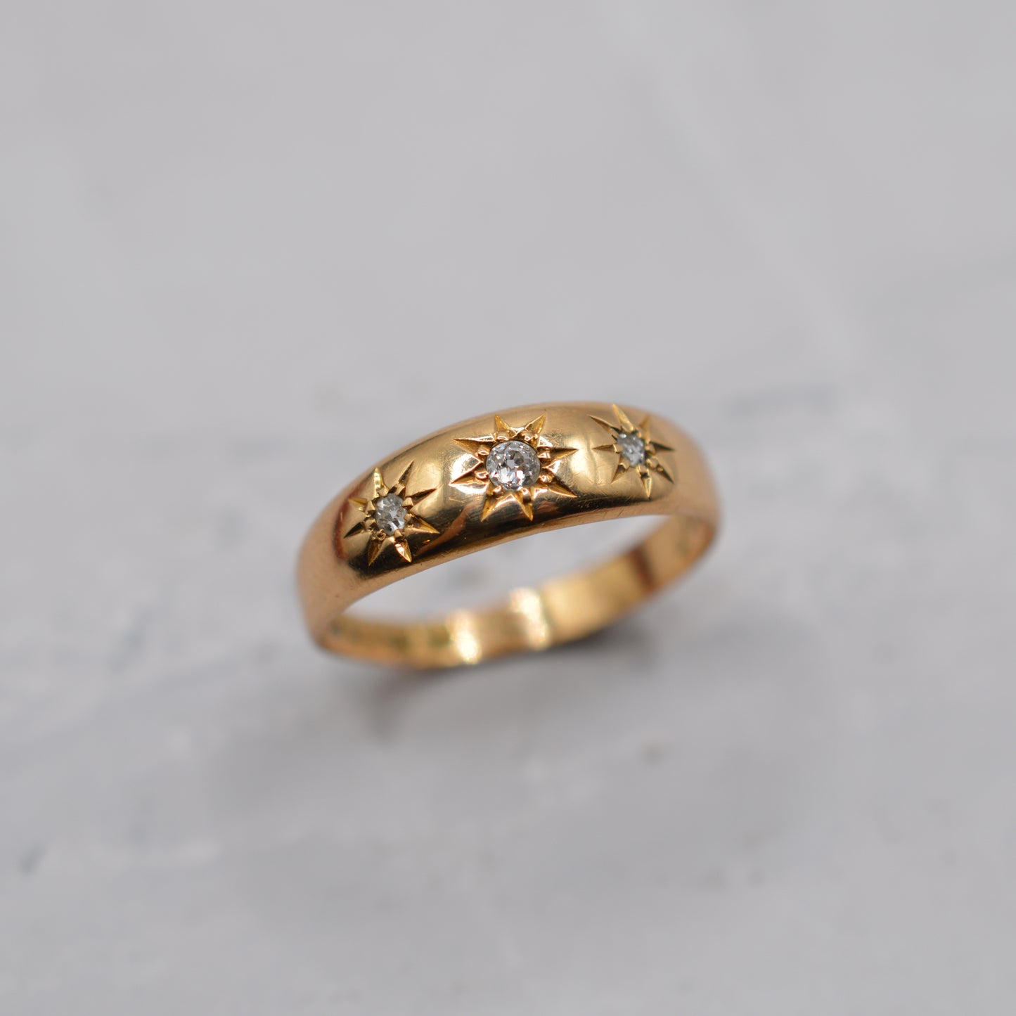 Antique 1902 18ct Gold Edwardian Diamond Gypsy Ring